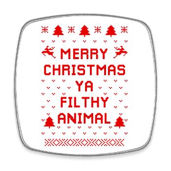 Pull animal de Noël humoristique - Magnet carré - blanc - Devant