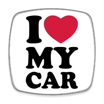 I love my car - Ich liebe mein Auto - Viereckiger Kühlschrankmagnet - Weiß - Vorne