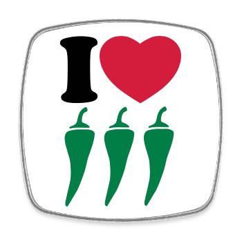 I love chilli - Square fridge magnet - white - Front