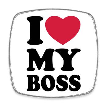 I love my boss - Square fridge magnet - white - Front
