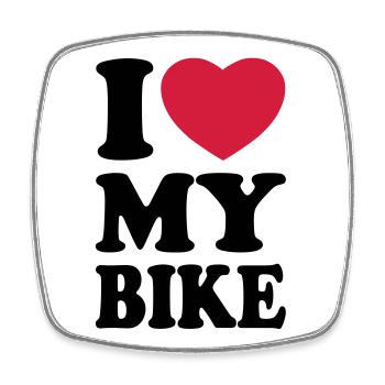 I love my bike - Ich liebe mein Motorrad - Viereckiger Kühlschrankmagnet - Weiß - Vorne