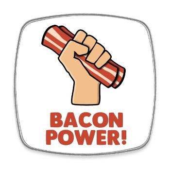 Bacon Power - Square fridge magnet - white - Front