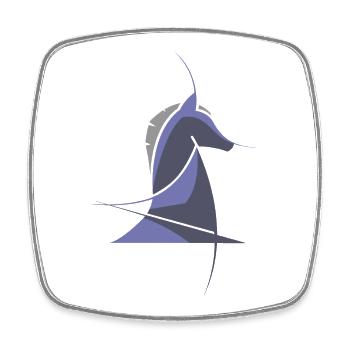 Schachpferd modern – Abstraktes Chess Design - Viereckiger Kühlschrankmagnet - Weiß - Vorne