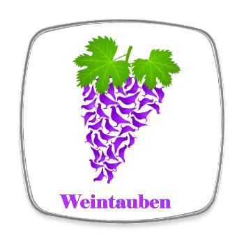 rote Weintauben, Weintrauben, Tauben, Taube - Viereckiger Kühlschrankmagnet - Weiß - Vorne