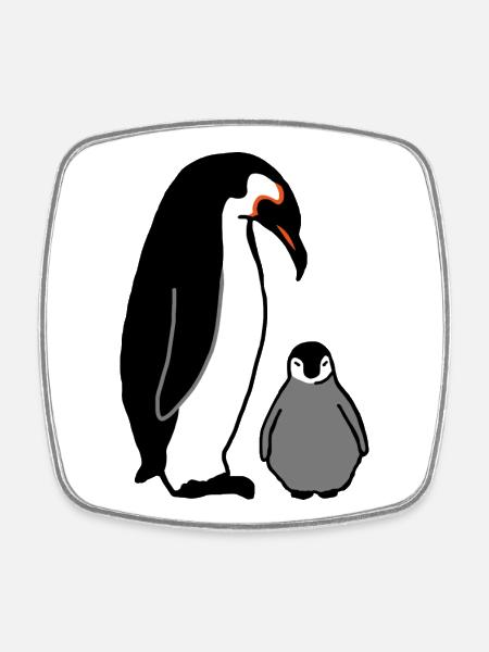Pingouin avec bébé - Magnet carré - blanc