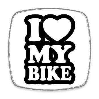 I love my bike - Ich liebe mein Motorrad - Viereckiger Kühlschrankmagnet - Weiß - Vorne