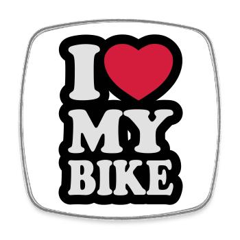 I love my bike - J'aime ma moto - Magnet carré - blanc - Devant