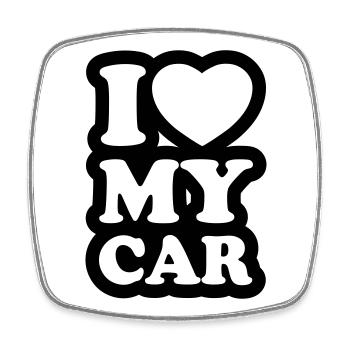 I love my car - Ich liebe mein Auto - Viereckiger Kühlschrankmagnet - Weiß - Vorne