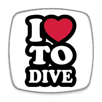 I love to dive - Ich liebe es zu tauchen - Viereckiger Kühlschrankmagnet - Weiß - Vorne