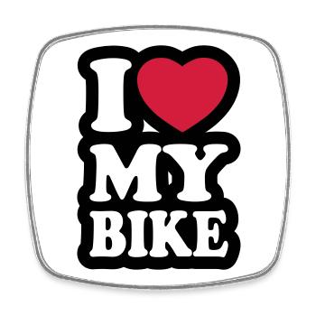 I love my bike - Ich liebe mein Motorrad - Viereckiger Kühlschrankmagnet - Weiß - Vorne