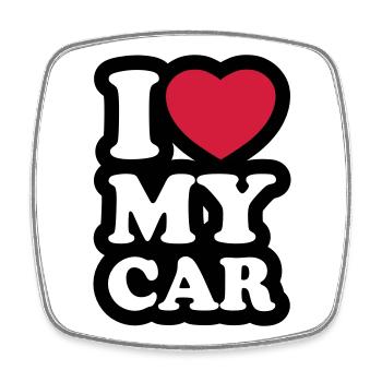 I love my car - Ich liebe mein Auto - Viereckiger Kühlschrankmagnet - Weiß - Vorne