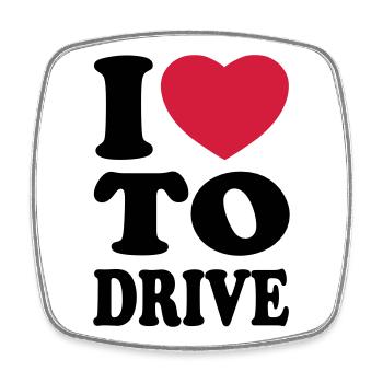 I love to drive - Ich liebe es zu fahren - Viereckiger Kühlschrankmagnet - Weiß - Vorne