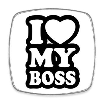 I love my boss - J'aime mon patron - Magnet carré - blanc - Devant