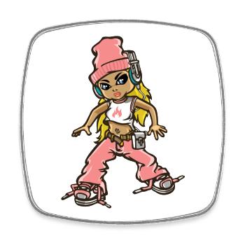 Hip hop fille en rose - Magnet carré - blanc - Devant