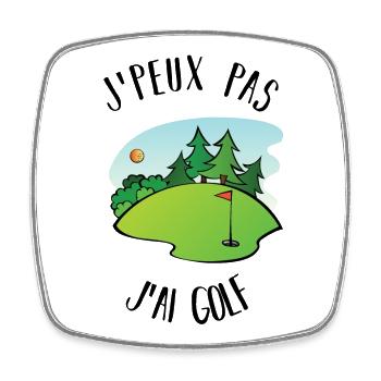 I can not play golf - Square fridge magnet - white - Front