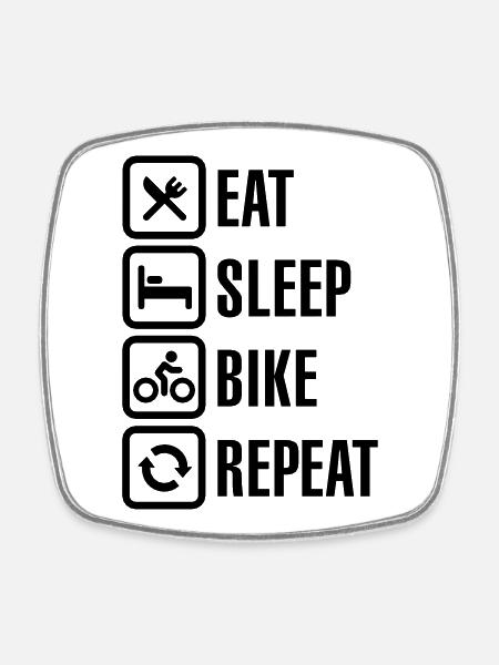 Eat sleep bike repeat - Square fridge magnet - white