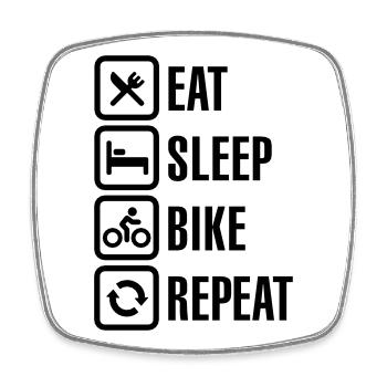 Eat sleep bike repeat - Square fridge magnet - white - Front