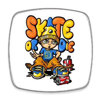 Skateboard und Graffiti - Viereckiger Kühlschrankmagnet - Weiß - Vorne
