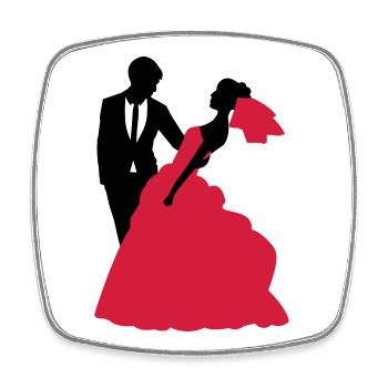 Mariage, Mariée, Le marié - Magnet carré - blanc - Devant