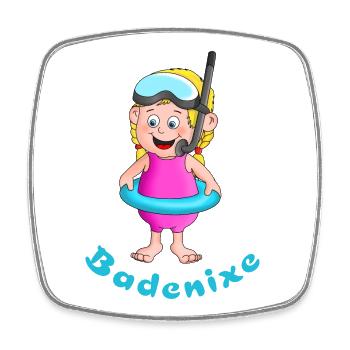 Badenixe - Schwimmerin - Viereckiger Kühlschrankmagnet - Weiß - Vorne