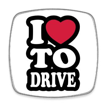 I love to drive - Ich liebe es zu fahren - Viereckiger Kühlschrankmagnet - Weiß - Vorne