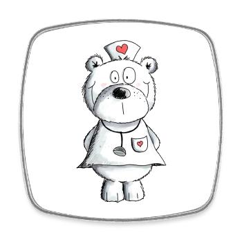 Krankenschwester Bär I Nurse Teddy Geschenk Arzt - Viereckiger Kühlschrankmagnet - Weiß - Vorne