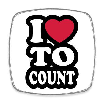 I love to count - Square fridge magnet - white - Front