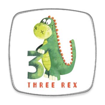 Trois Rex I Dino 3 ans I 3ème anniversaire I Trois - Magnet carré - blanc - Devant