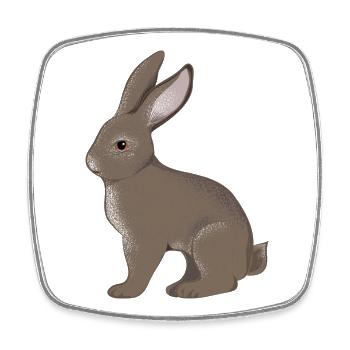 von Hand gezeichneter kleiner brauner Hase - Viereckiger Kühlschrankmagnet - Weiß - Vorne