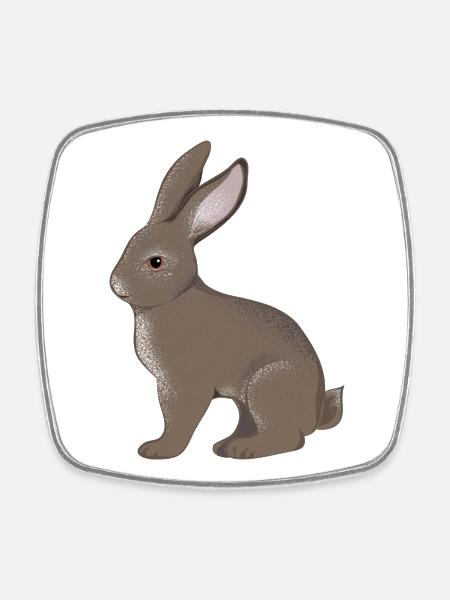 small rabbit - Square fridge magnet - white