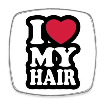 I love my hair - Ich liebe meine Haare - Viereckiger Kühlschrankmagnet - Weiß - Vorne