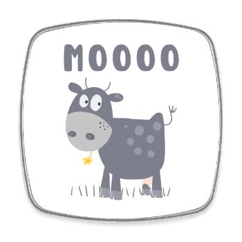Mooo Kuh Comic Rind Bauernhoftier Comic - Viereckiger Kühlschrankmagnet - Weiß - Vorne
