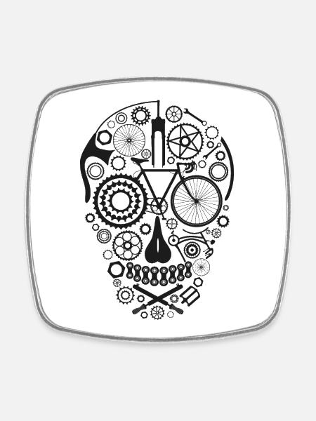 Bicycle Skull black - Viereckiger Kühlschrankmagnet - Weiß