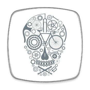 Bicycle Skull grey - Viereckiger Kühlschrankmagnet - Weiß - Vorne