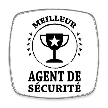 Agent de Sécurité - Magnet carré - blanc - Devant