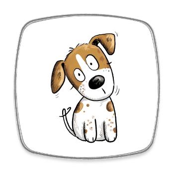 Happy Jack Russell dog cartoon - Square fridge magnet - white - Front