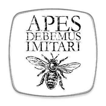 APES DEBEMUS IMITARI Imkerei Imker Spruch - Viereckiger Kühlschrankmagnet - Weiß - Vorne