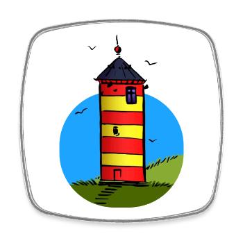 Leuchtturm Pilsum Wahrzeichen - Viereckiger Kühlschrankmagnet - Weiß - Vorne