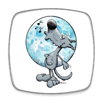 Singing Wolf - Square fridge magnet - white - Front
