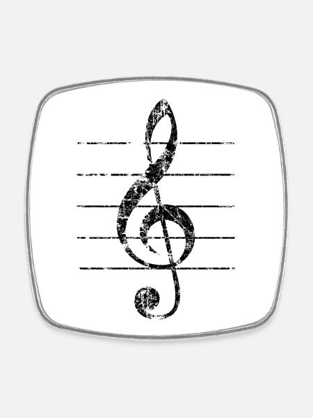 Treble Clef, Clef - Magnet carré - blanc