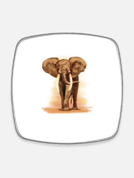 Elefant - Viereckiger Kühlschrankmagnet - Weiß