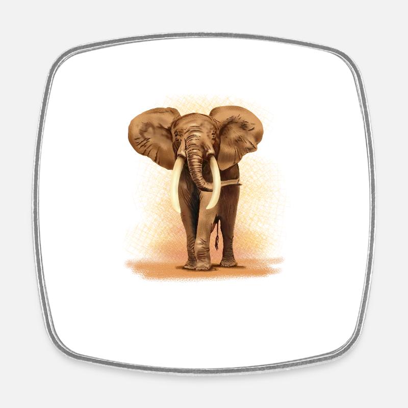 Elefant - Viereckiger Kühlschrankmagnet - Weiß