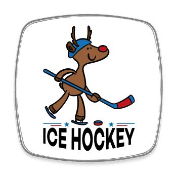 Lustige Geschenke für Kinder und Eishockey Spieler - Viereckiger Kühlschrankmagnet - Weiß - Vorne