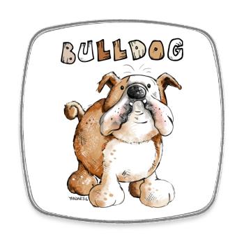 Süße Englische Bulldogge - Viereckiger Kühlschrankmagnet - Weiß - Vorne