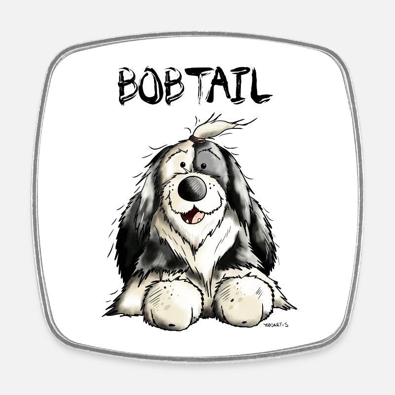 Knuffiger Bobtail - Viereckiger Kühlschrankmagnet - Weiß