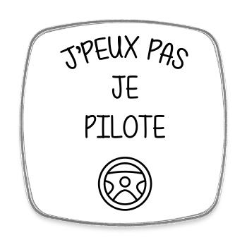 Course Automobile / Voiture / Sport / Pilote - Magnet carré - blanc - Devant