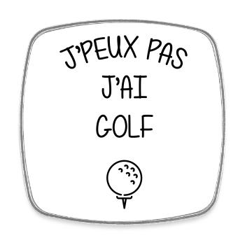 Golf / Golfeur / Golfeuse / Sport / Minigolf - Magnet carré - blanc - Devant