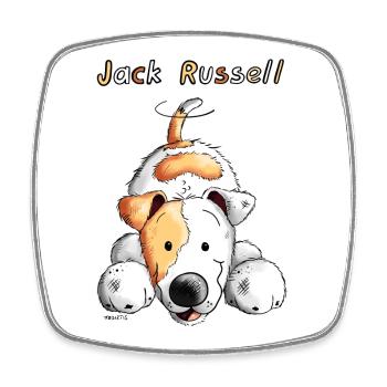 Verspielter Jack Russell - Viereckiger Kühlschrankmagnet - Weiß - Vorne