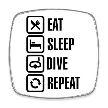Eat Sleep Dive Repeat - Viereckiger Kühlschrankmagnet - Weiß - Vorne
