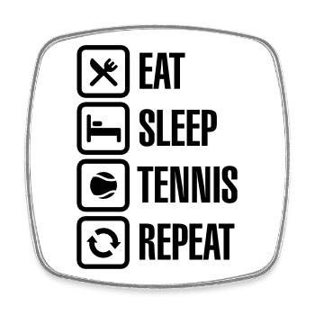 Eat Sleep Tennis Repeat - Viereckiger Kühlschrankmagnet - Weiß - Vorne